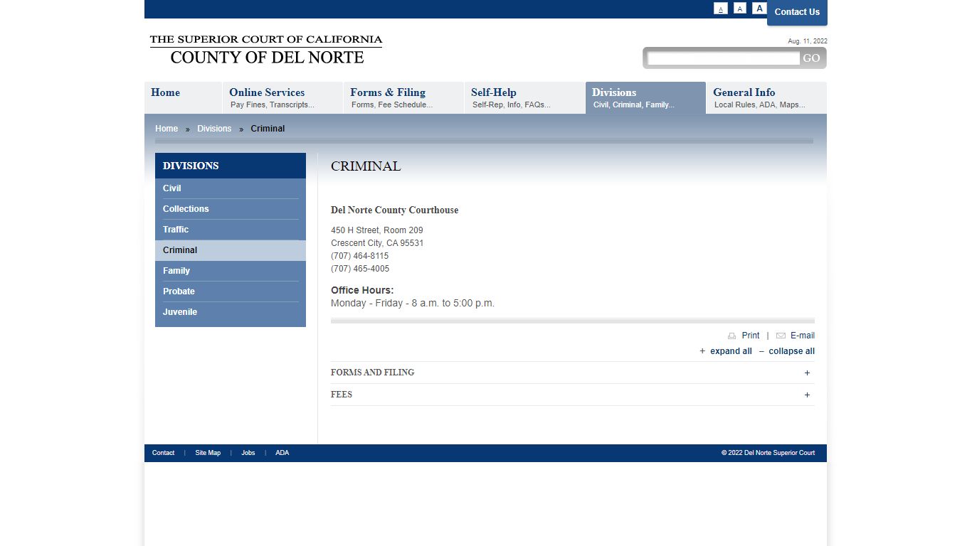 Criminal - Del Norte County Superior Court
