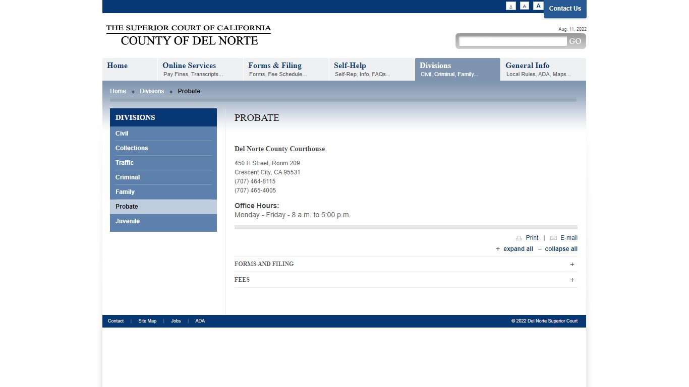 Probate - Del Norte County Superior Court